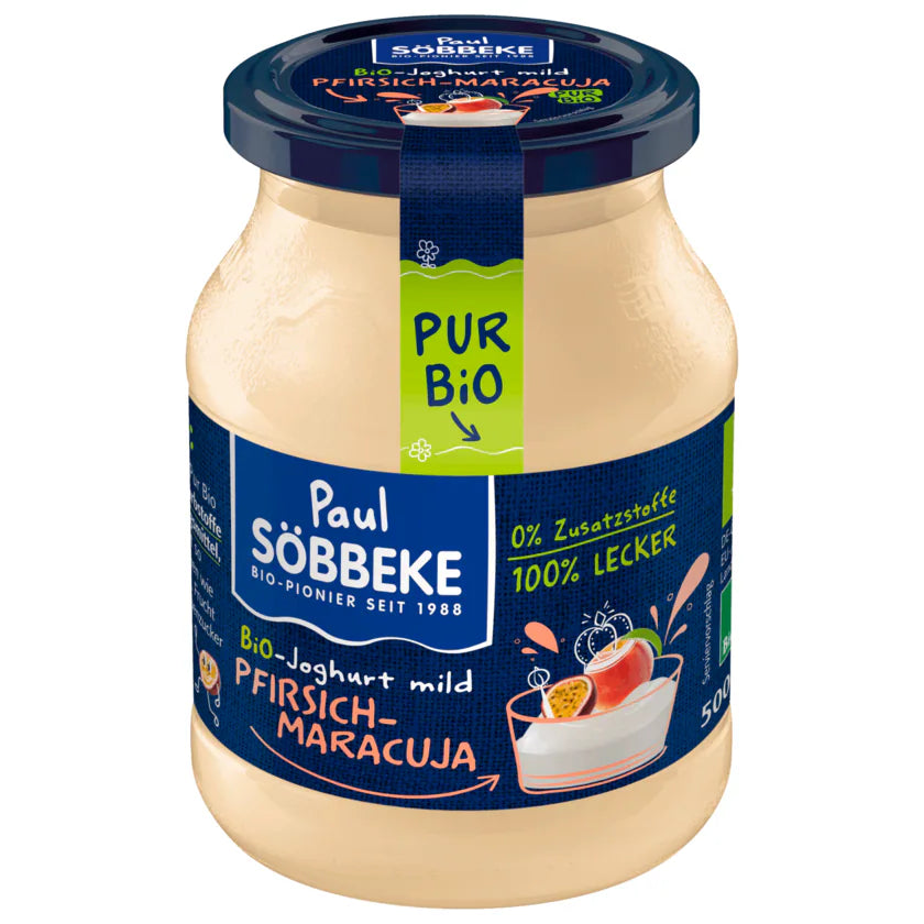 Bio Söbbeke Pur Bio Joghurt Pfirsich-Maracuja 3,8% 500g MW