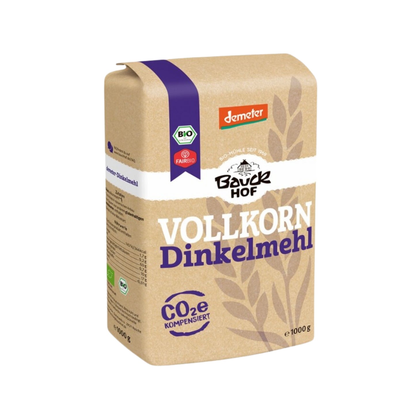 Demeter Bauck Mühle Vollkorn Dinkelmehl 1kg