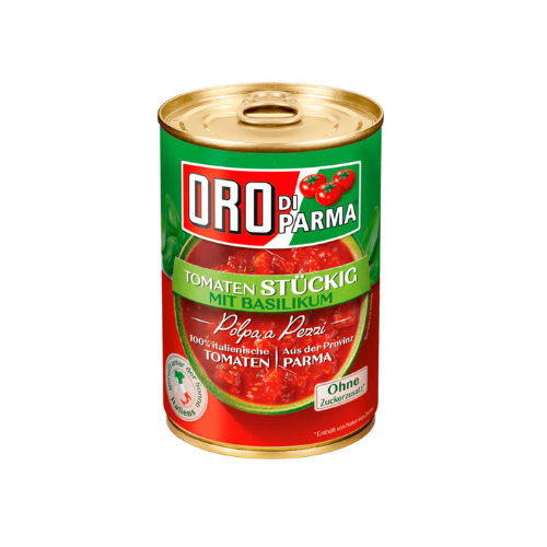 Oro di Parma stückige Tomaten mit Basilikum 400g