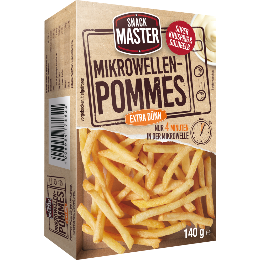 Snackmaster Mikrowellen Pommes extra dünn 140g