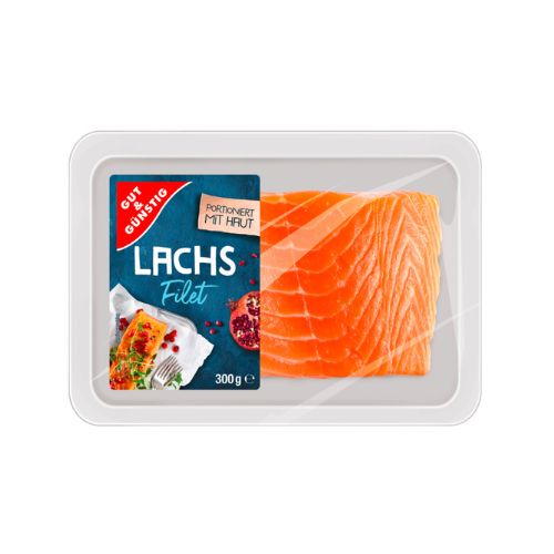 GUT&GÜNSTIG Lachsfilet mit Haut 300g