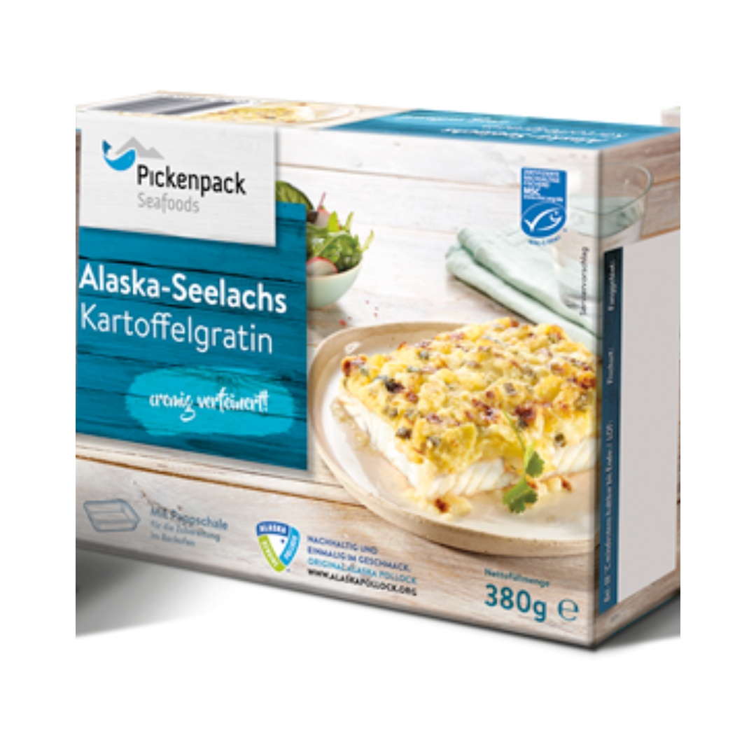 Pickenpack Alaska-Seelachsfilet-Kartoffelgratin 360g