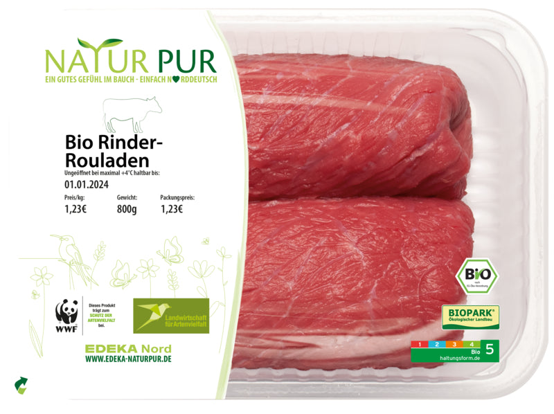 Bio Natur Pur Rinder-Rouladen aus der Unterschale 340g