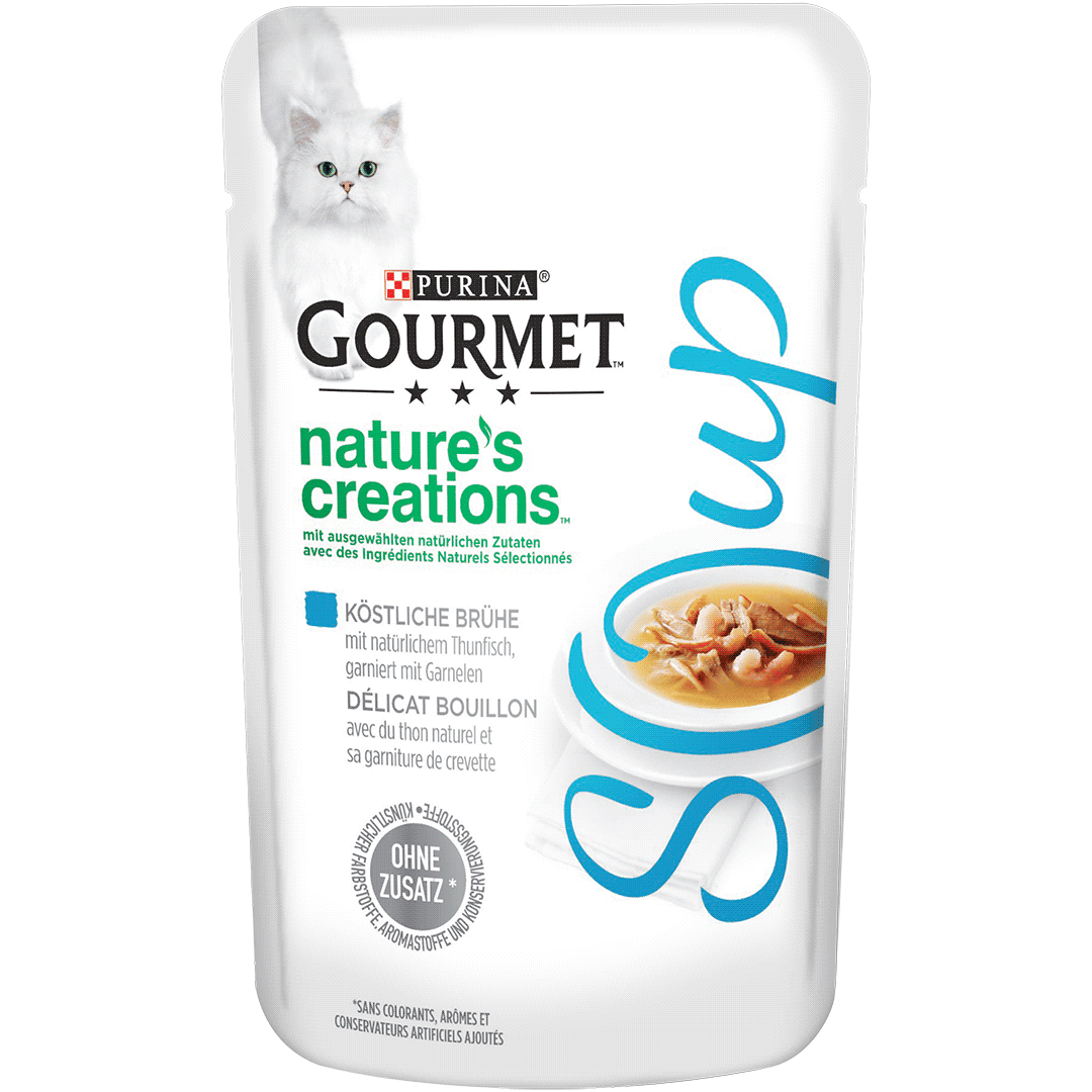 Gourmet Nature's Creations Soup Köstliche Brühe mit natürlichem Thunfisch garniert mit Garnelen 40g