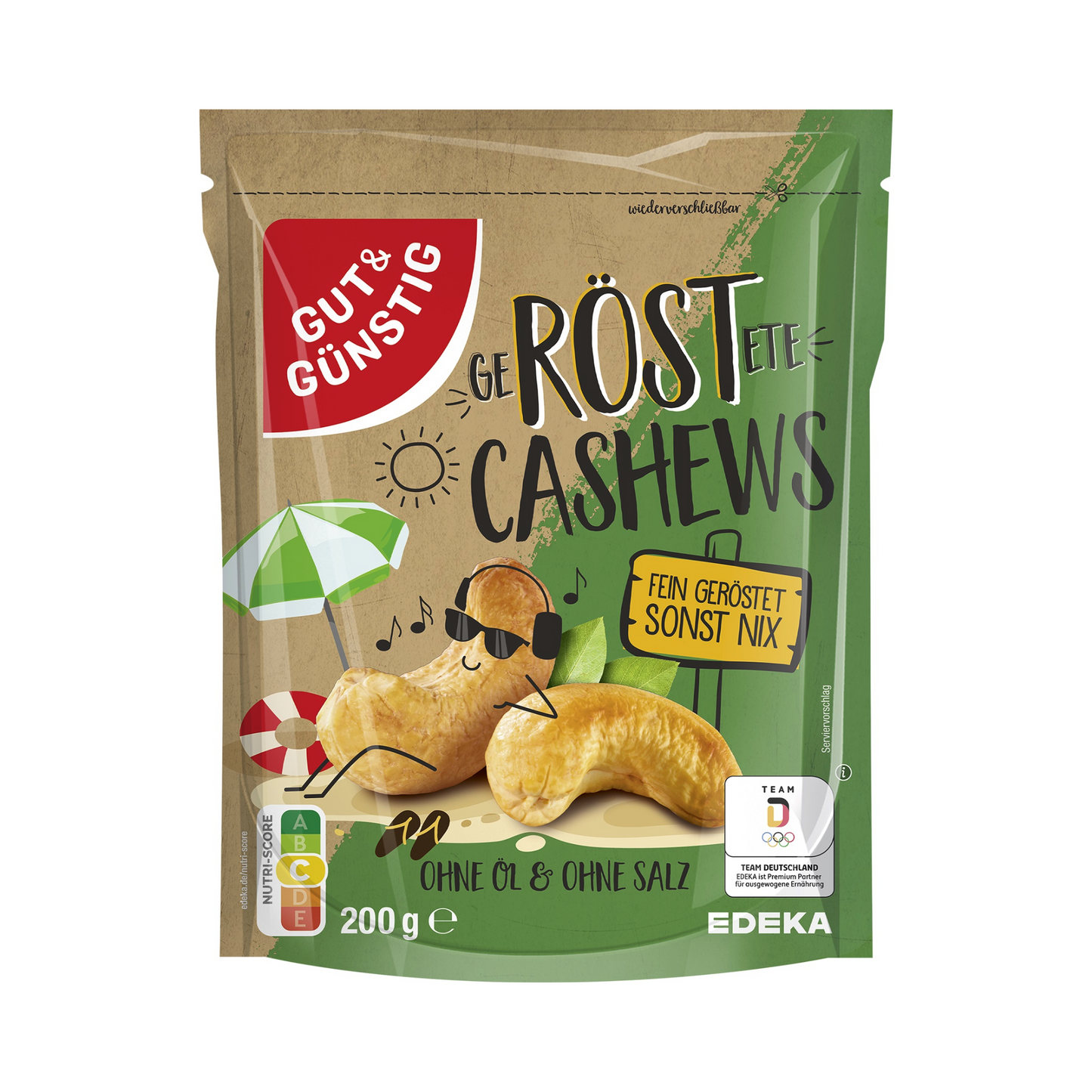 GUT&GÜNSTIG Cashewkerne geröstet ohne Öl und ohne Salz 200g