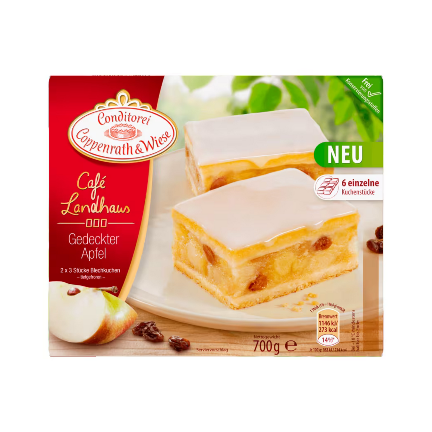 Coppenrath&Wiese Cafeteria fein&sahnig Gedeckter Apfel Blechkuchen 6ST 700g
