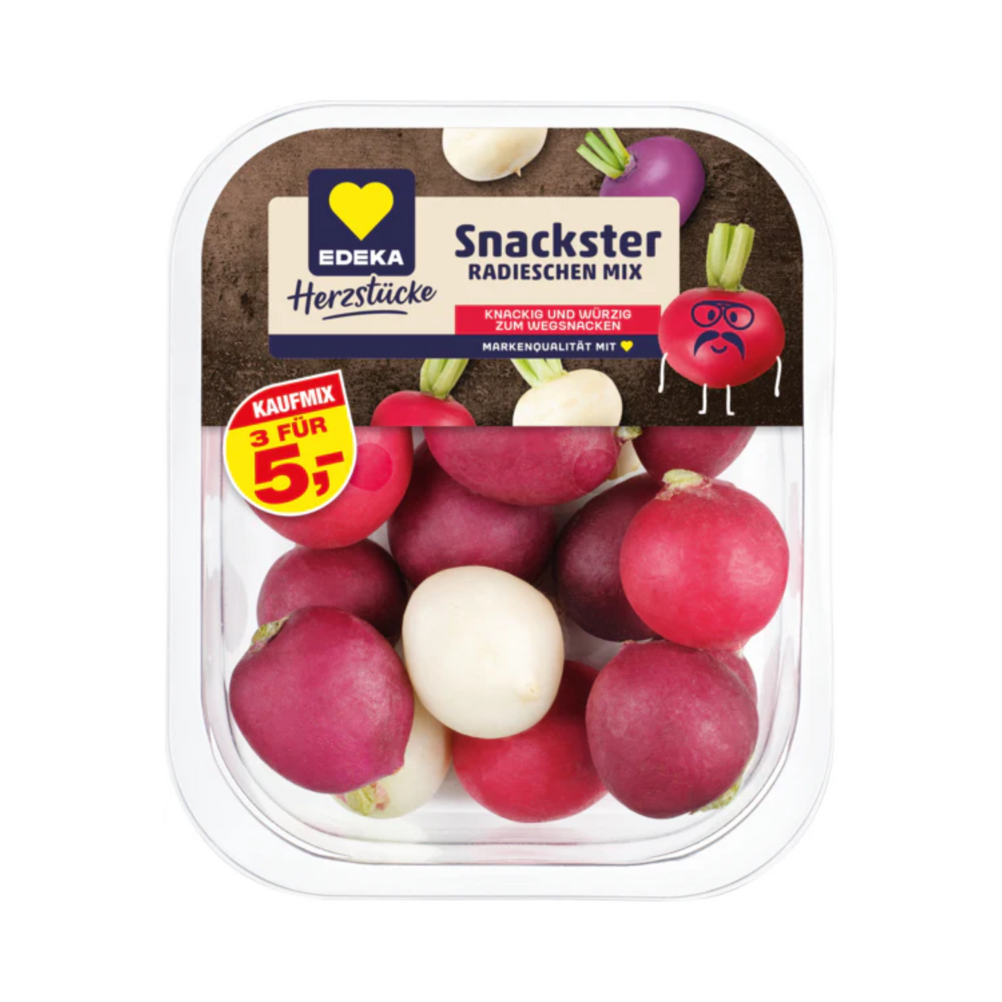 EDEKA Herzstücke Radieschen Mix rot,weiß,violett Niederlande Klasse I 250g TopSeal