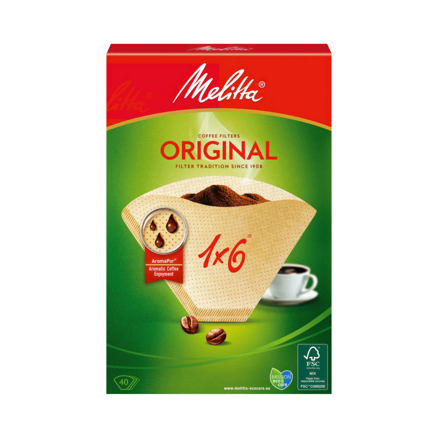 Melitta Filtertüten naturbraun Gr.1x6 40ST