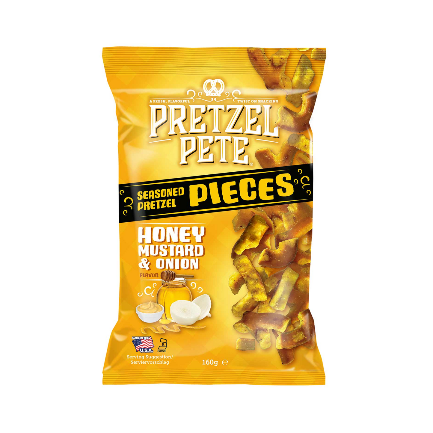 Pretzel Pete Seasoned Pretzel Pieces Honey Mustard and Onion 160g