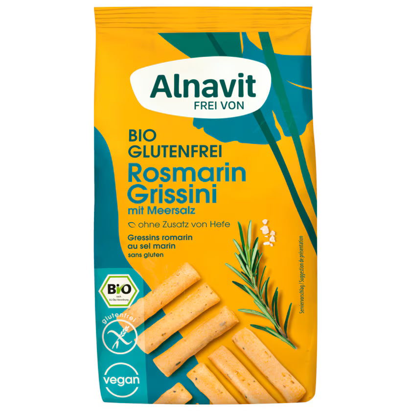 Bio Alnavit Mini Grissini Rosmarin mit Meersalz 100g