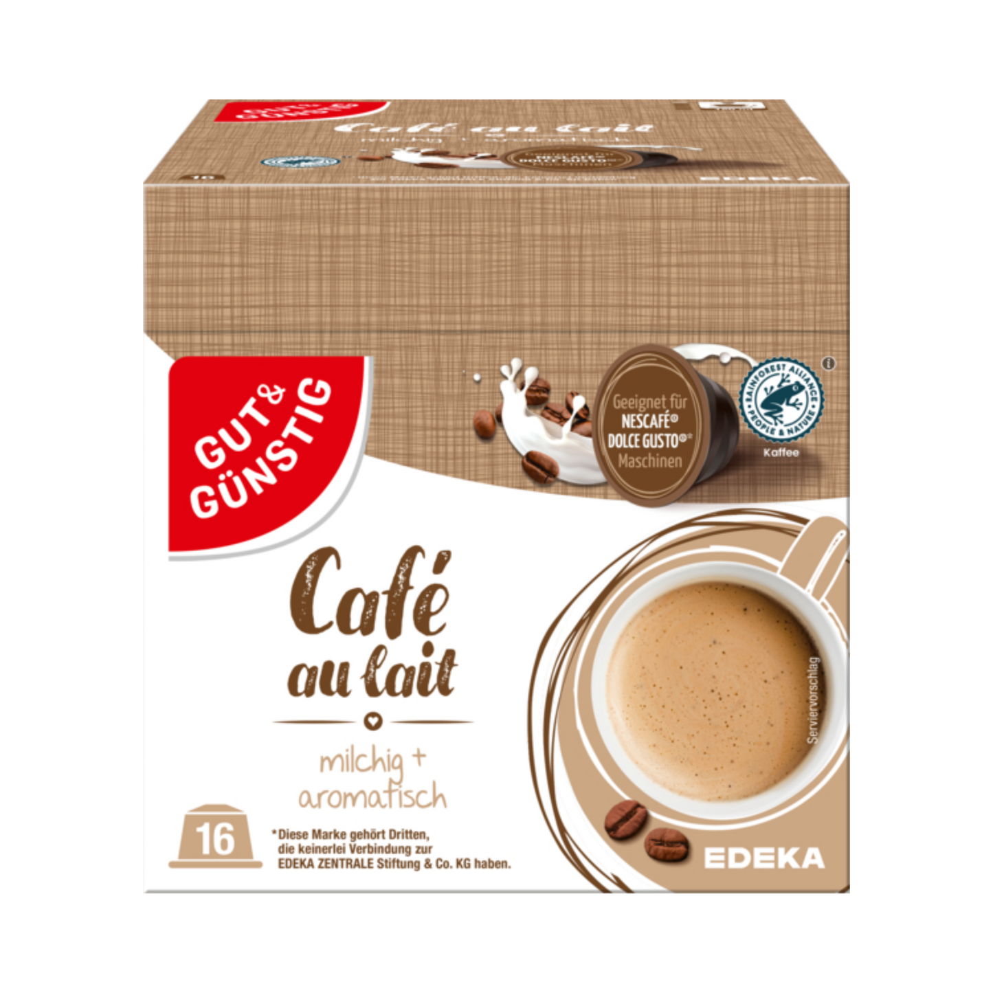 GUT&GÜNSTIG Kaffeekapseln Cafe au Lait 16ST 160g