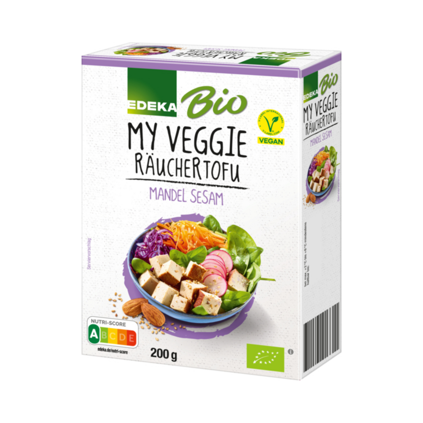 Bio EDEKA My Veggie Veganer Räucher Tofu Sesam Mandel 200g