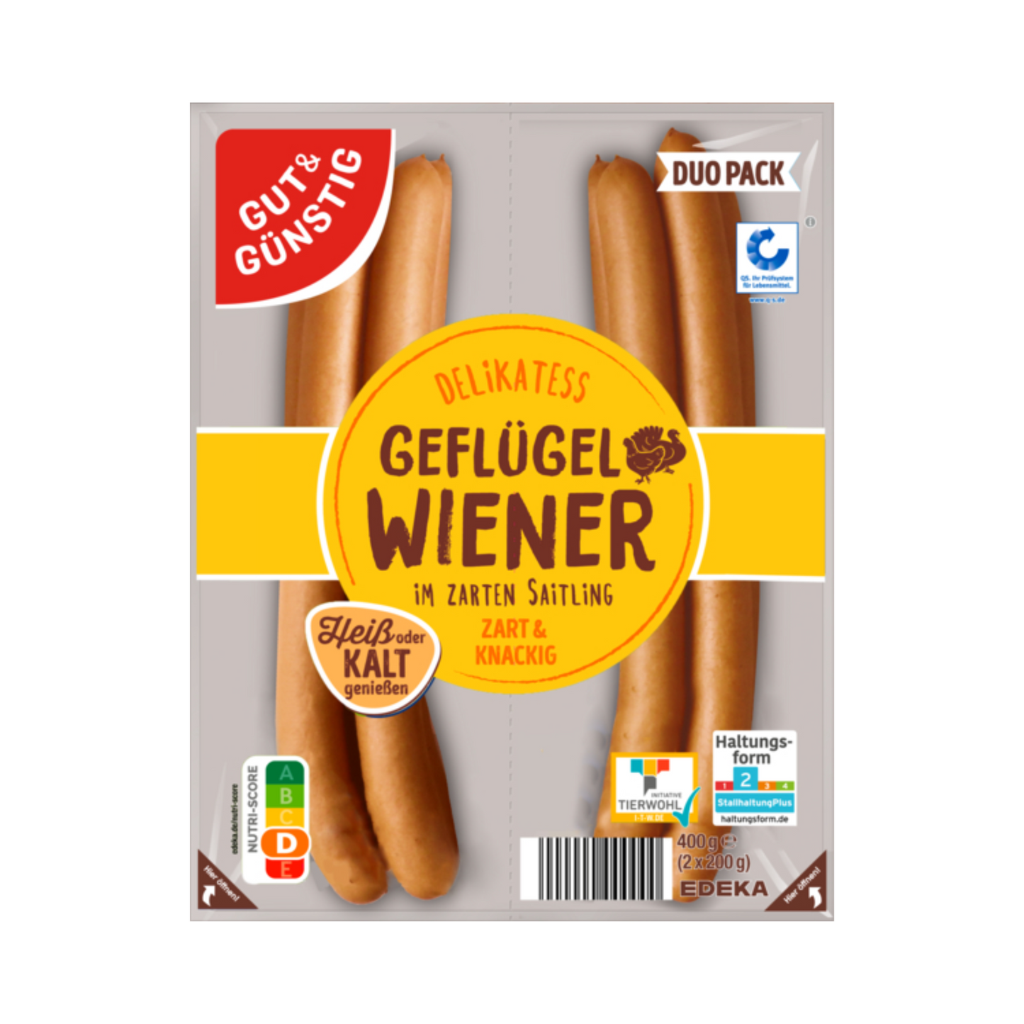 GUT&GÜNSTIG Geflügel Wiener Würstchen 2x200g QS ITW