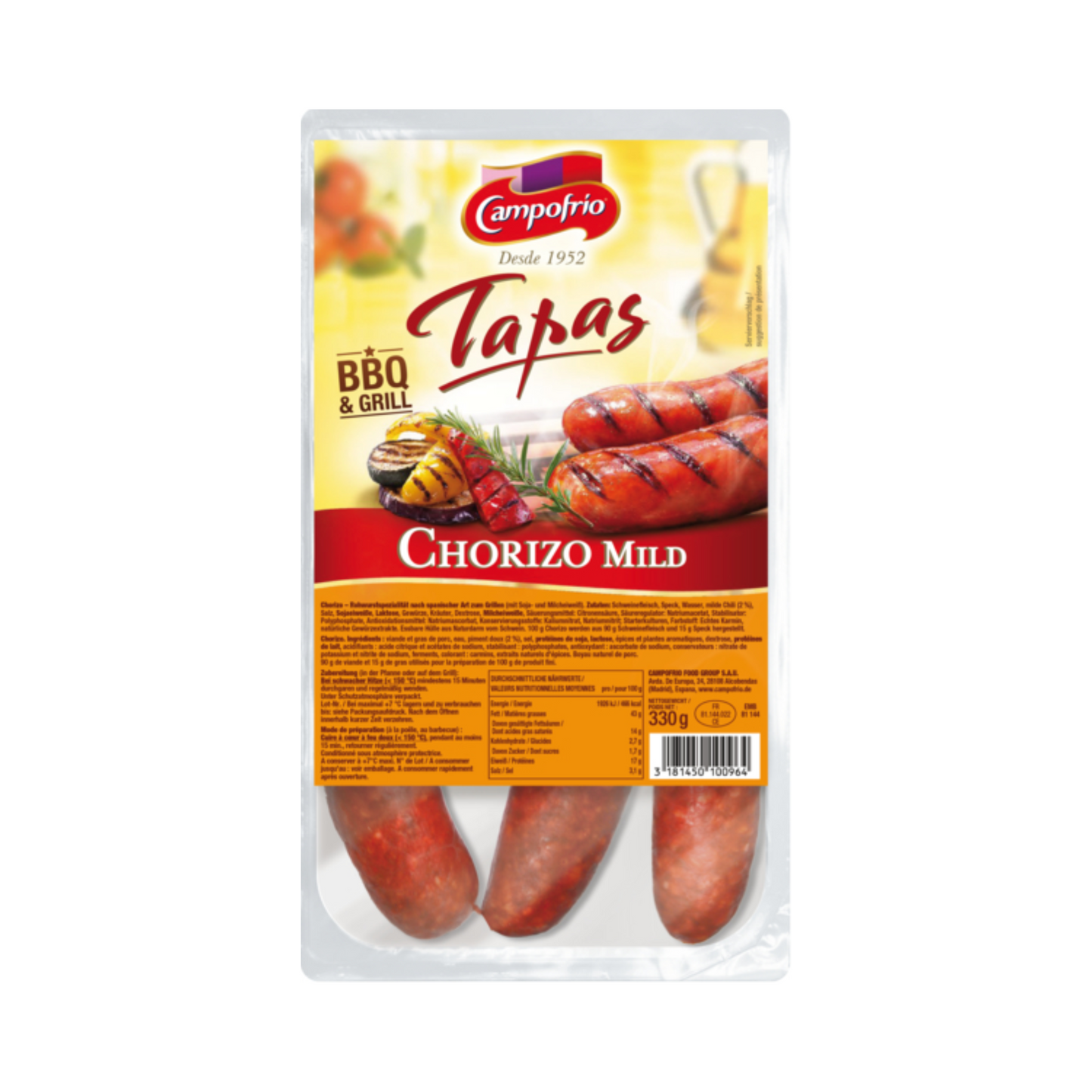 Campofrio Chorizo zum Grillen mild 330g