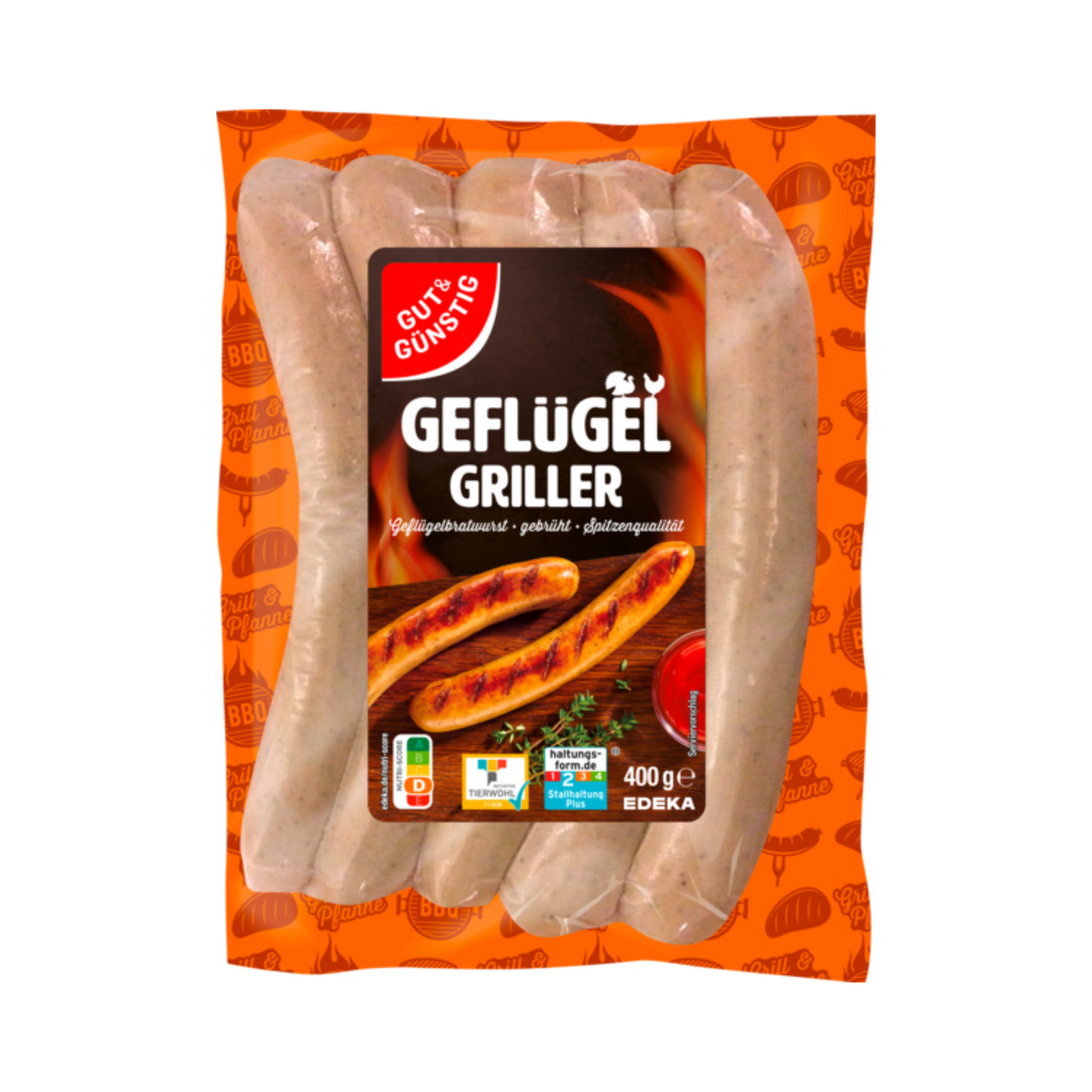 GUT&GÜNSTIG Knusper Griller Geflügelbratwurst 5x80g QS ITW