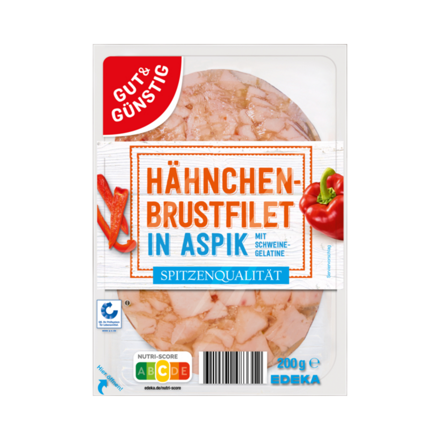 GUT&GÜNSTIG Hähnchenbrustfilet mit Paprika in Aspik 200g QS ITW