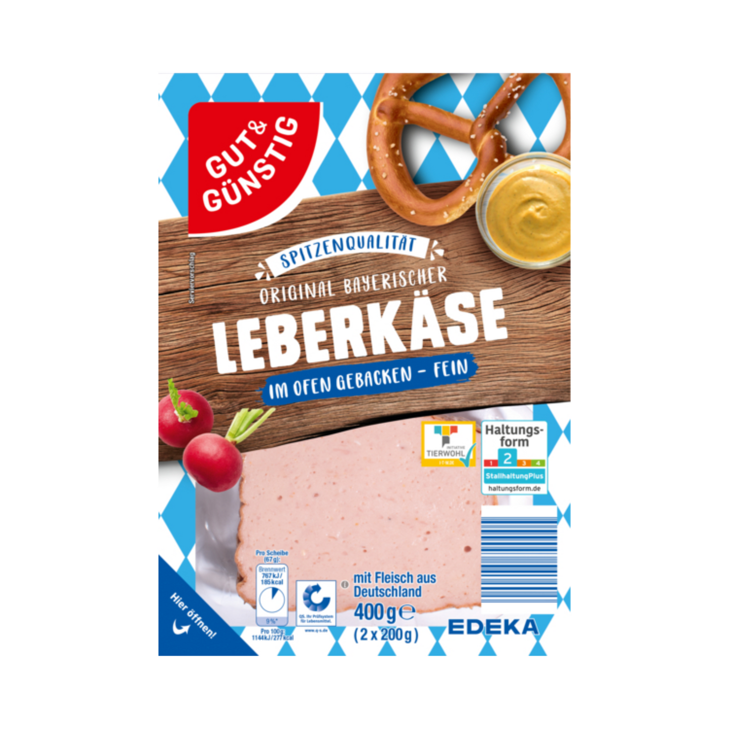 GUT&GÜNSTIG Original Bayerischer Leberkäse fein 2x200g QS ITW