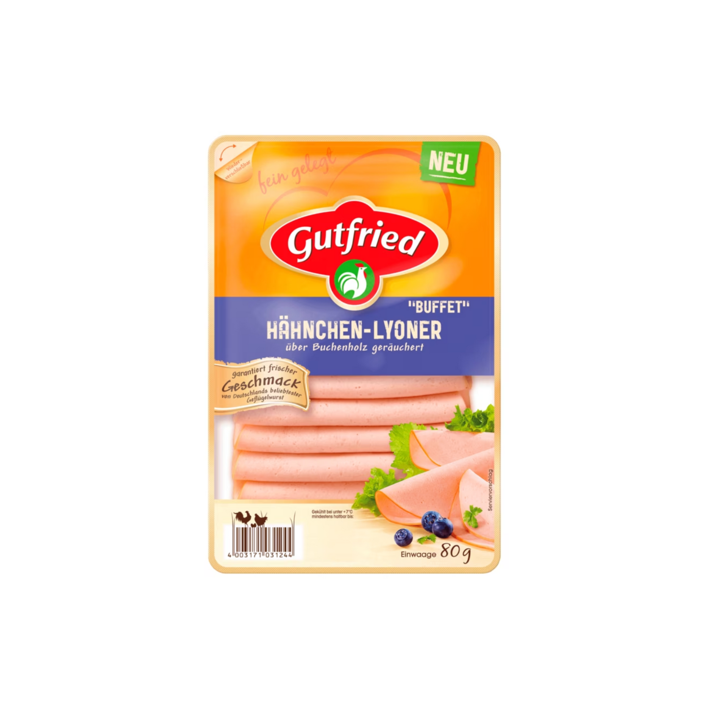 Gutfried Hähnchen-Lyoner geräuchert 80g