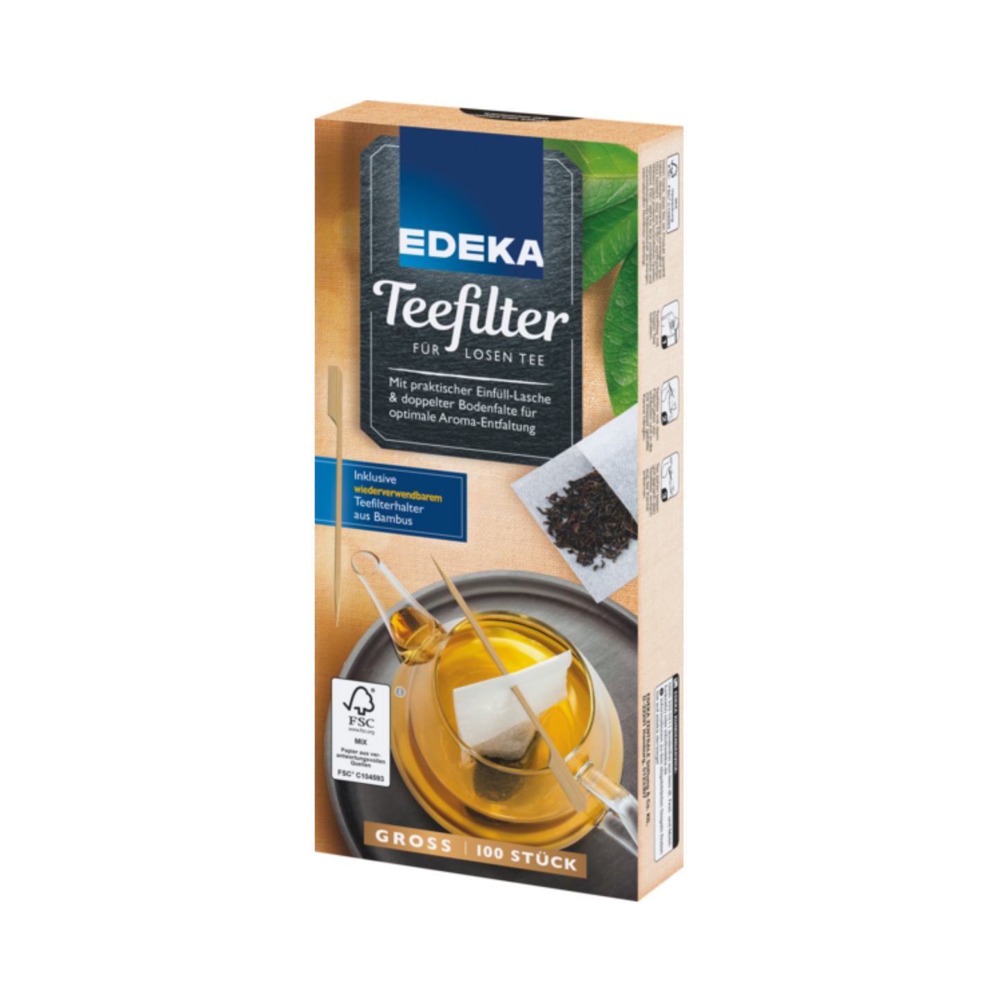 EDEKA Teefilter mit Bambusstick Groß