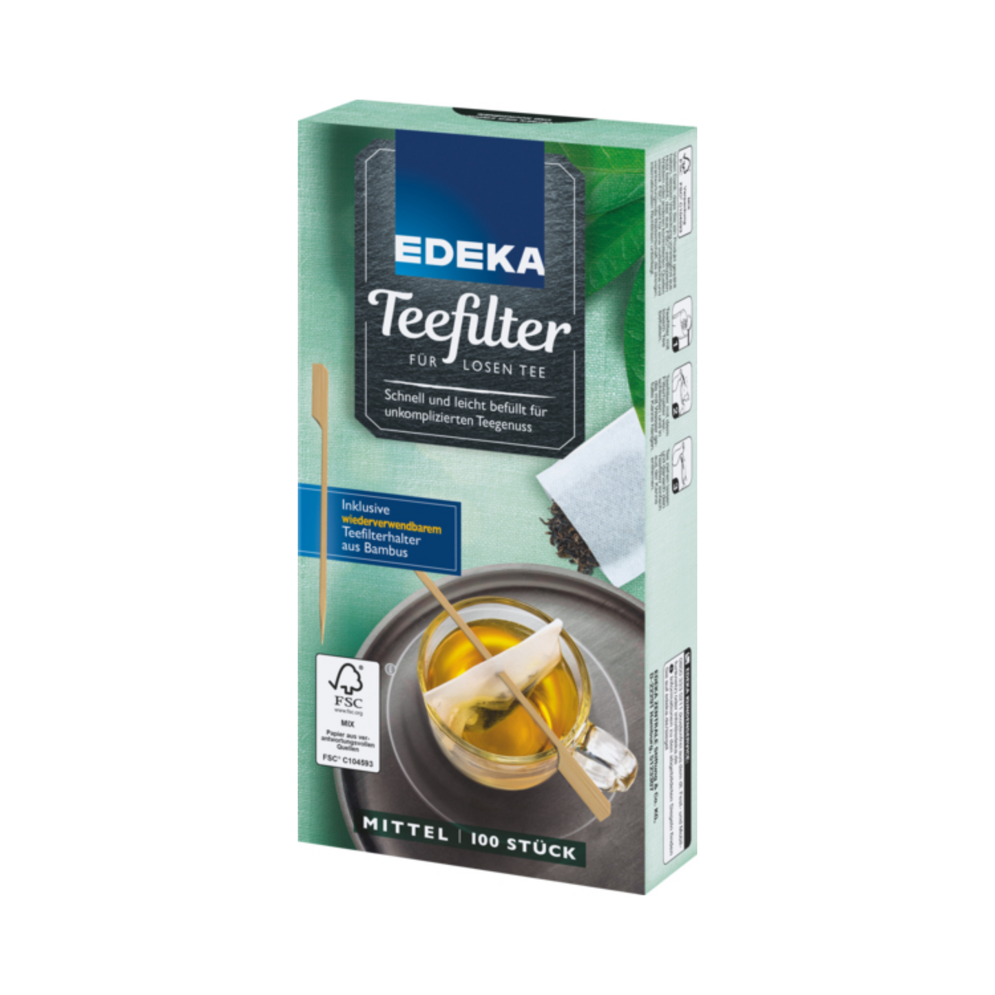 EDEKA Teefilter mit Bambusstick Mittel