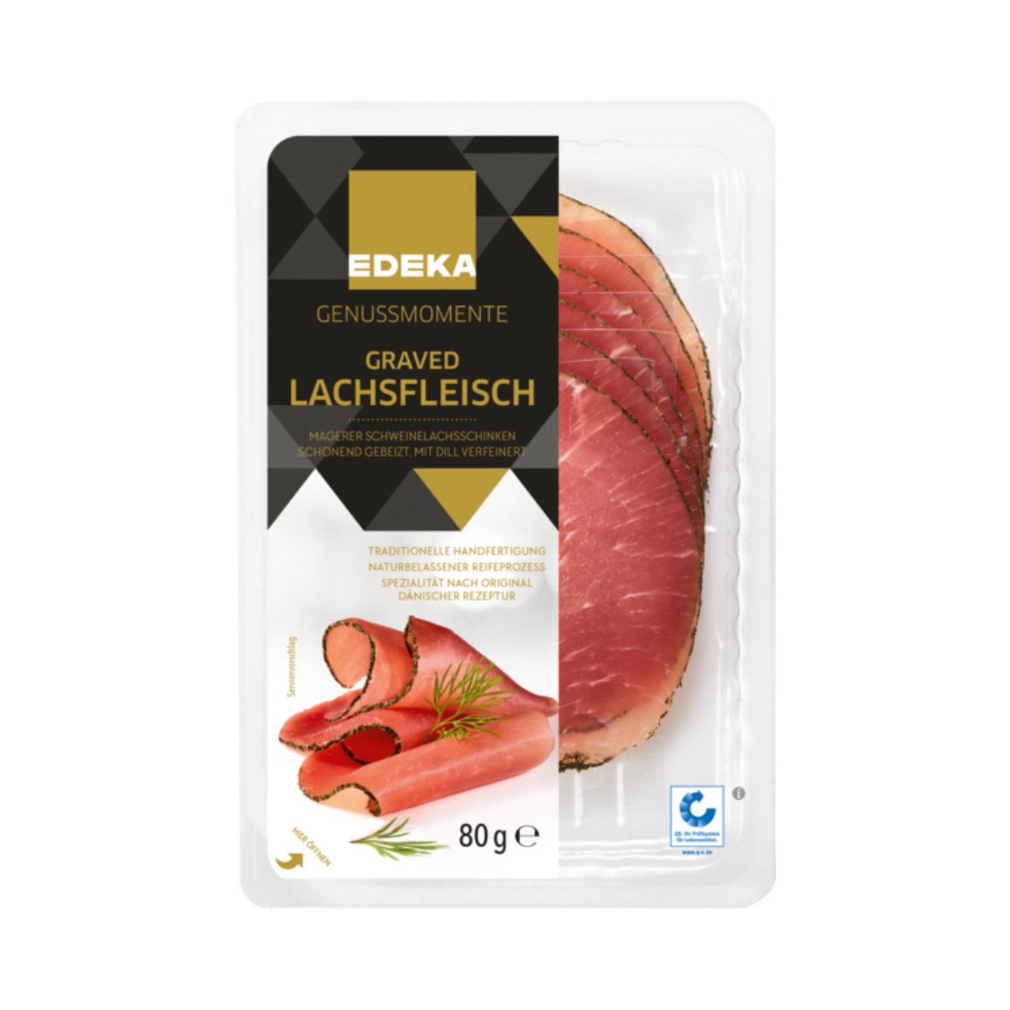 EDEKA Herzstücke Graved Lachsfleisch gebeizt 80g QS