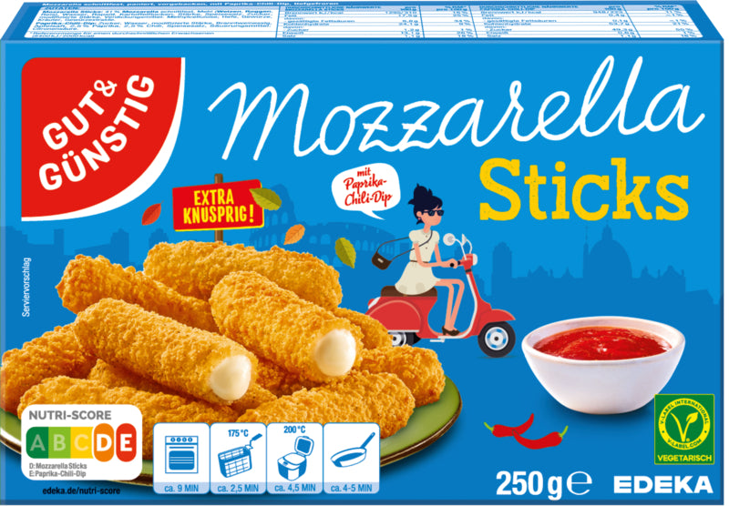 GUT&GÜNSTIG Mozzarella-Sticks mit Chili-Dip 250g