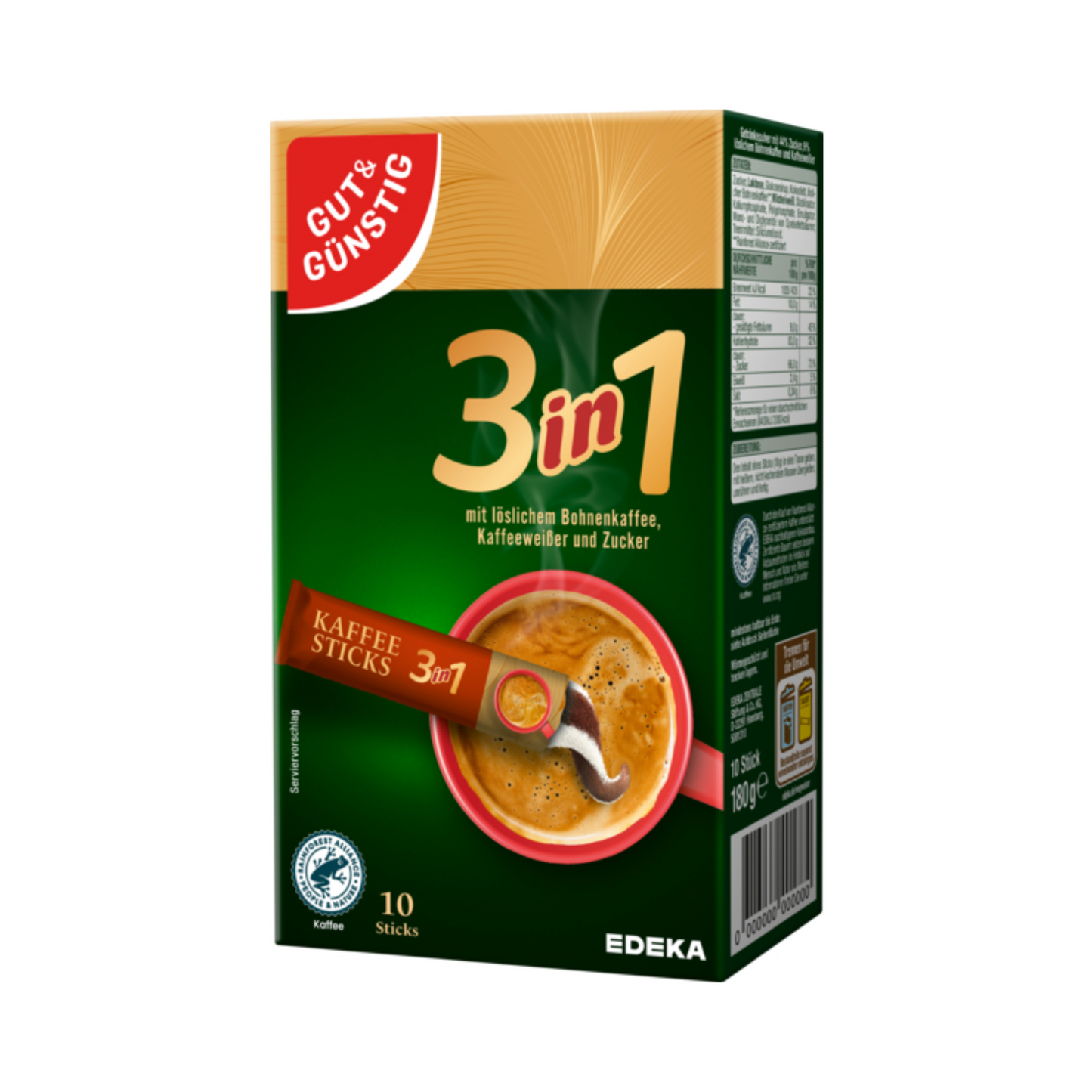 GUT&GÜNSTIG Kaffeesticks 3in1 180g