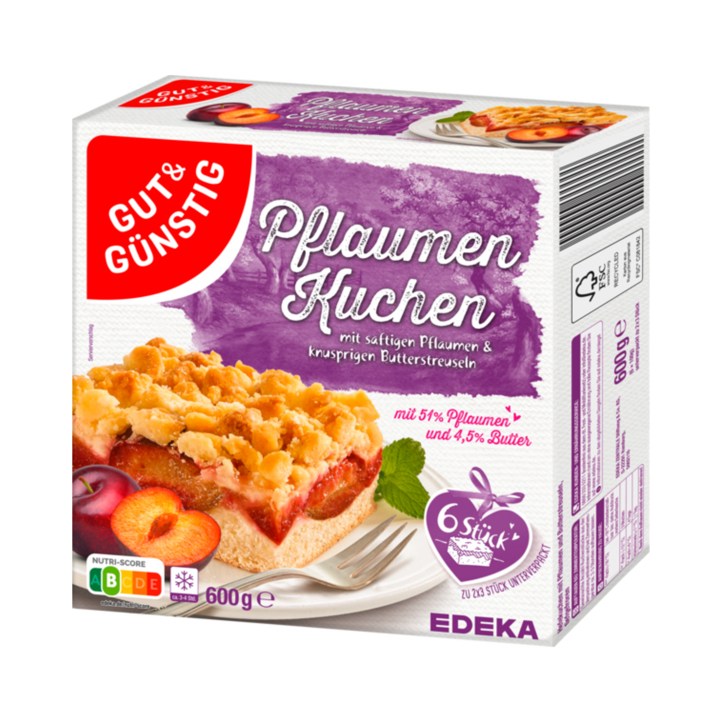 GUT&GÜNSTIG Pflaumenkuchen mit Butterstreuseln 600g