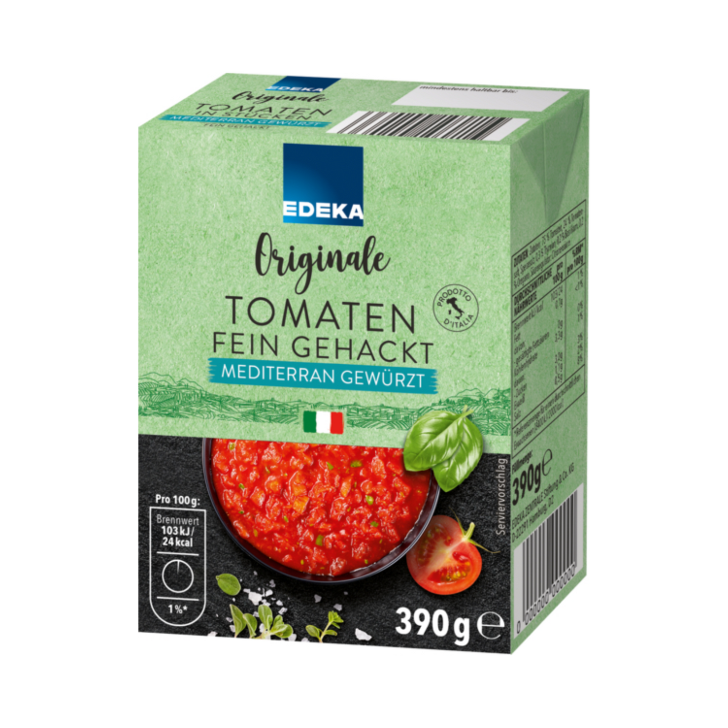 EDEKA Herzstücke Tomaten in Stücken mit Tomatensaft mit mediterraner Kräutermischung 390g