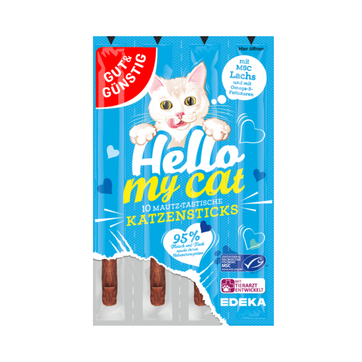 MSC GUT&GÜNSTIG Cat Fleischsticks mit Lachs 10 Stück