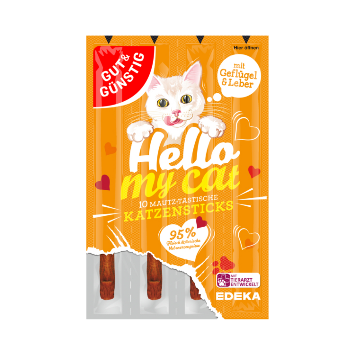 GUT&GÜNSTIG Katzensticks Geflügel & Leber 10x5g
