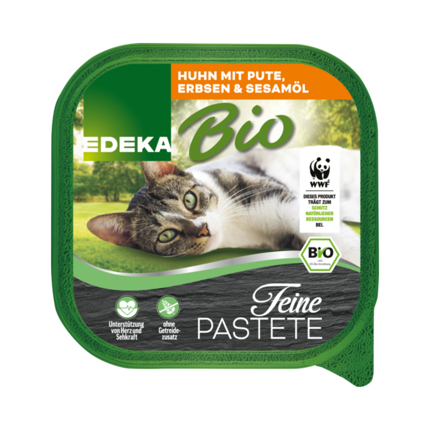 Bio EDEKA Katze Huhn&Pute mit Erbsen und Sesamöl 100g
