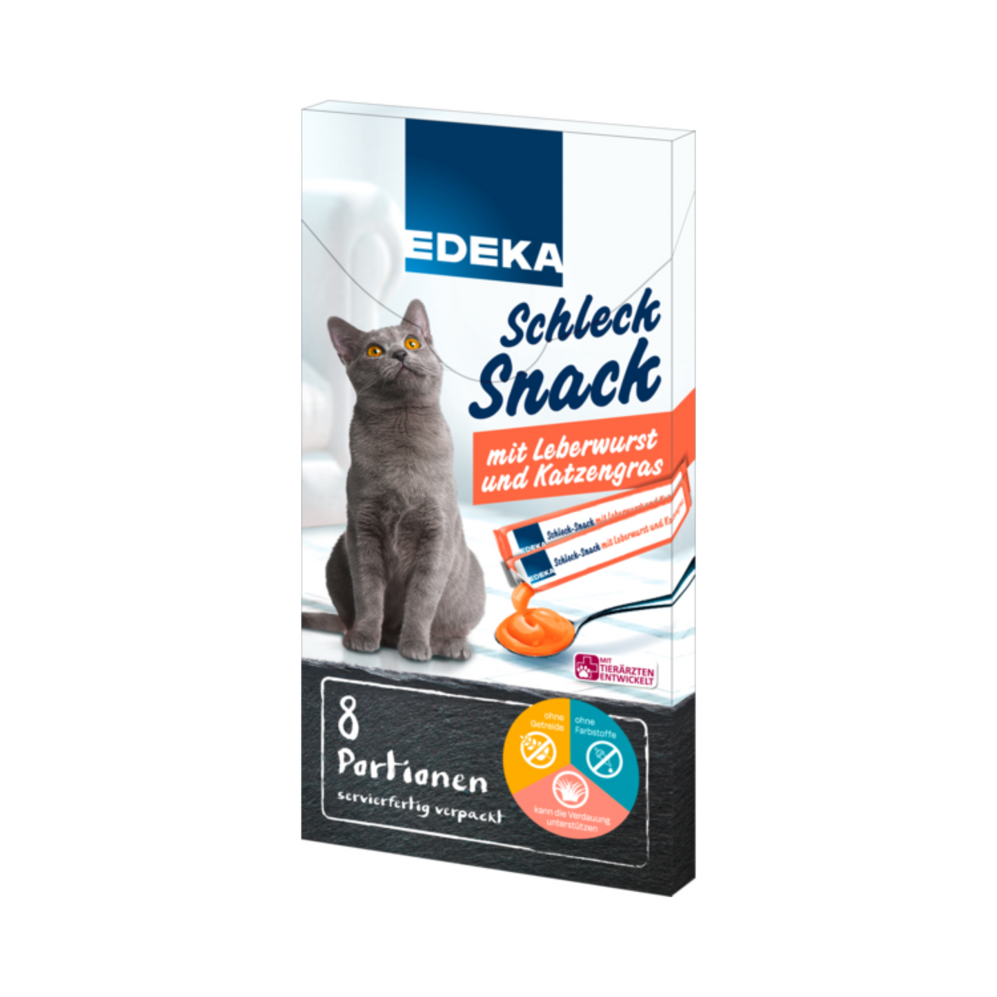 EDEKA Herzstücke Schleck-Snack Leberwurst mit Katzengras 8x15g