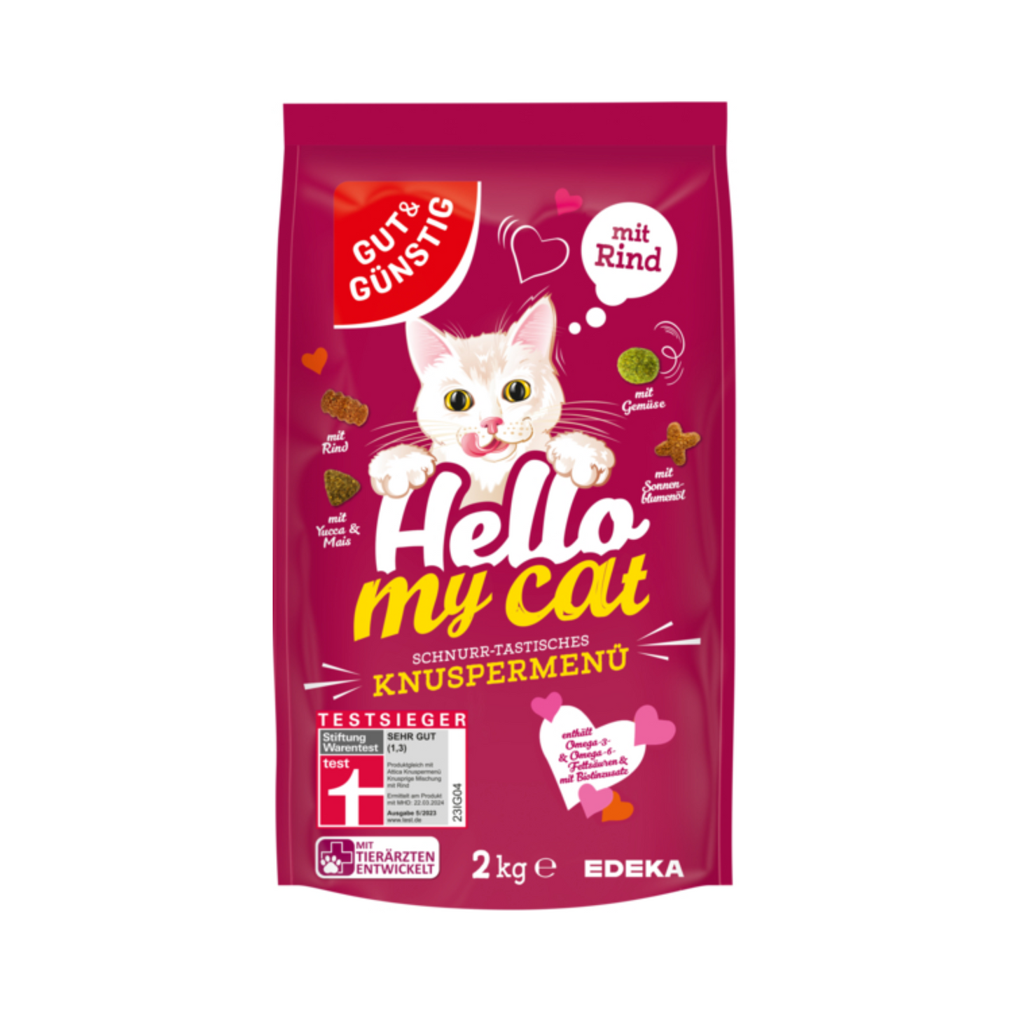 GUT&GÜNSTIG Knusper Menü mit Rind für Katzen 2kg