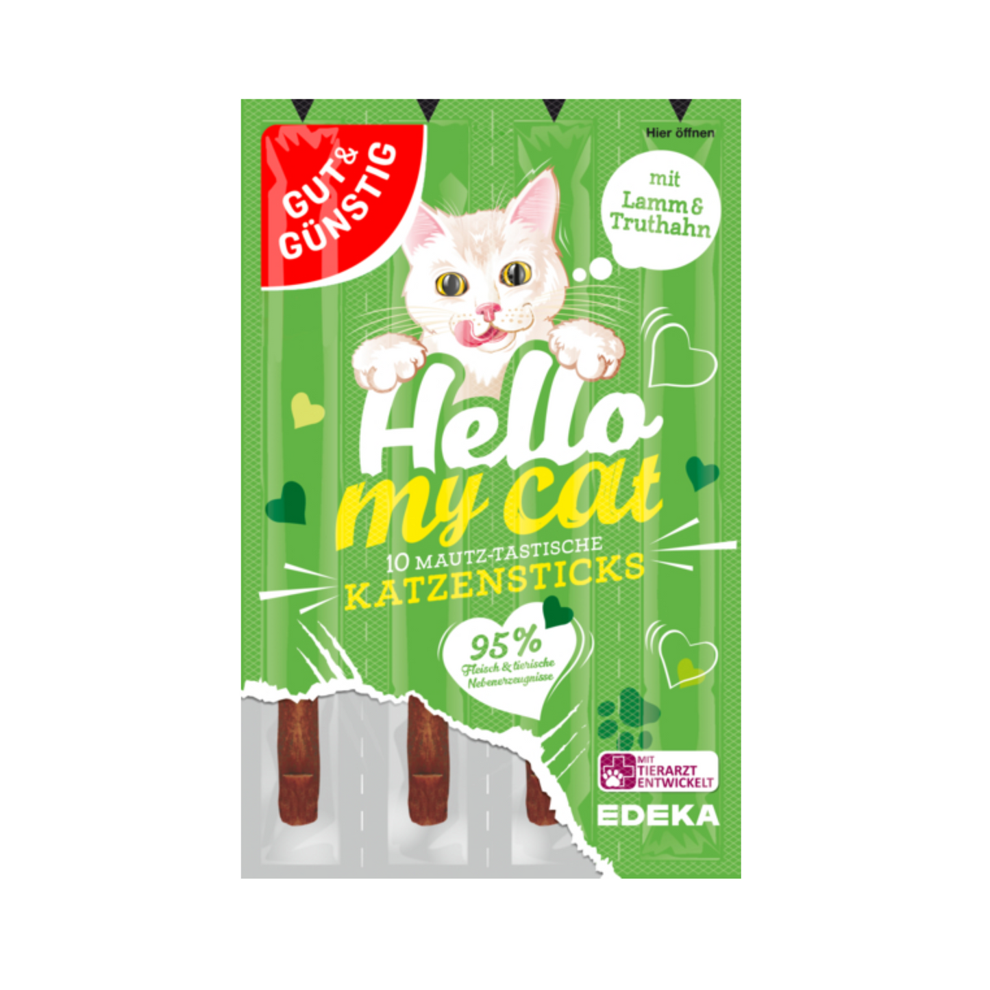 GUT&GÜNSTIG Katzensticks mit Lamm und Truthahn 10x5g