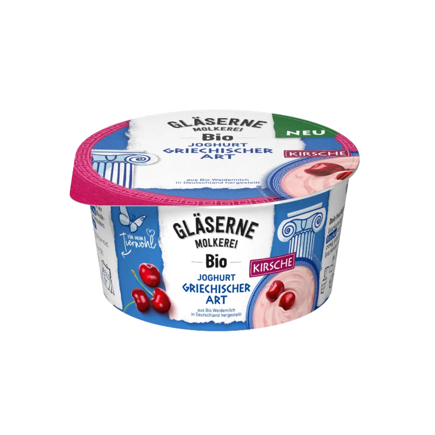 Bio Gläserne Molkerei Joghurt griechischer Art Kirsche 150g