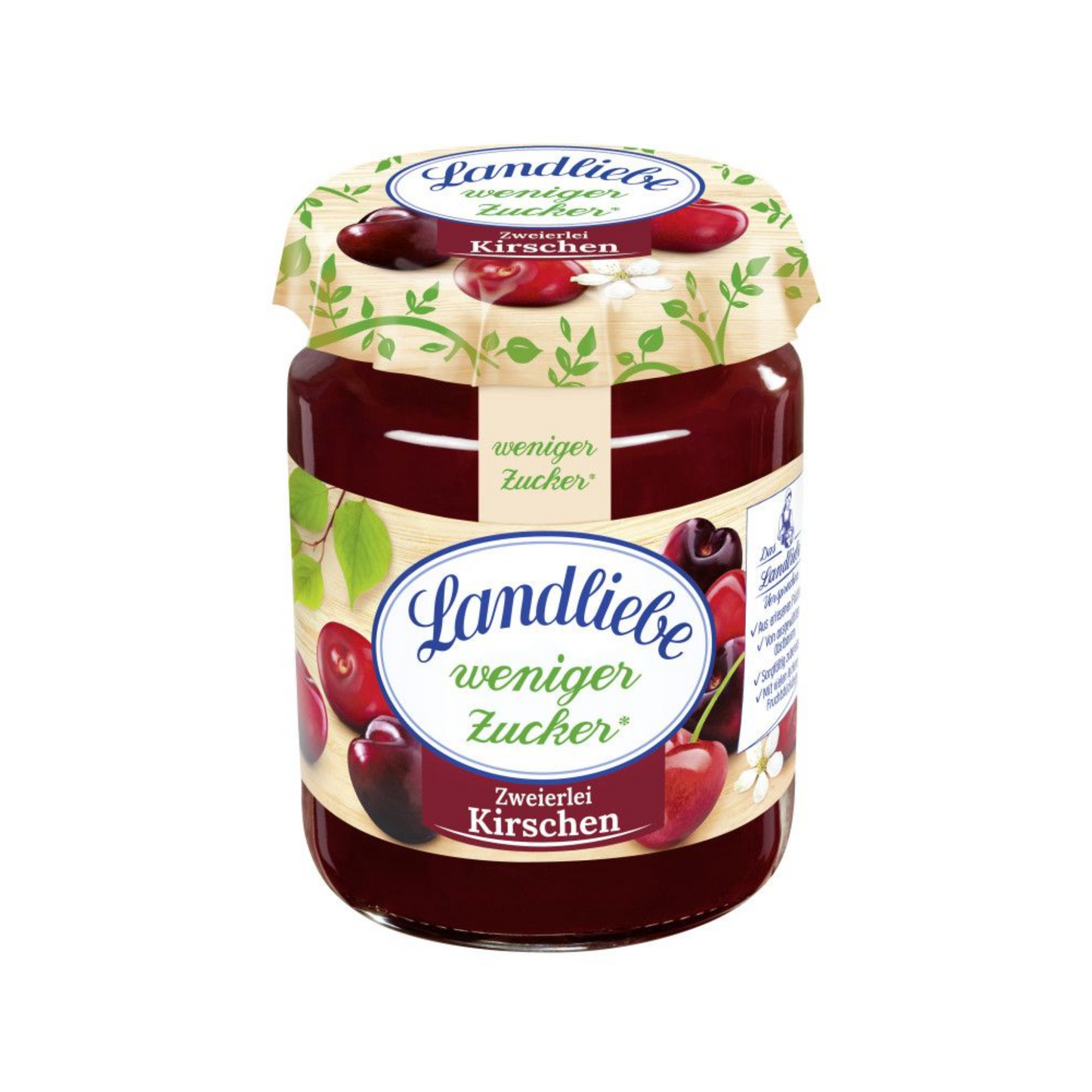 Landliebe Fruchtaufstrich zweierlei Kirsche weniger Zucker 180g