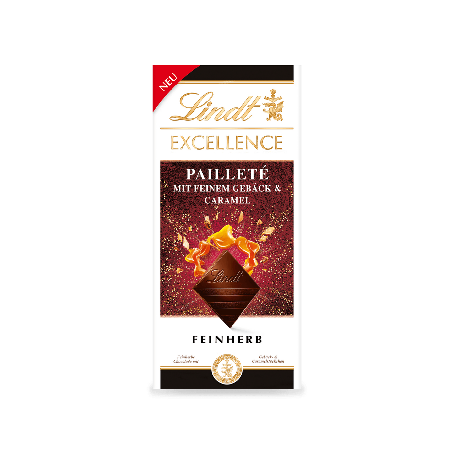 Lindt Excellence Paillete Gebäckstückchen und Caramel 100g