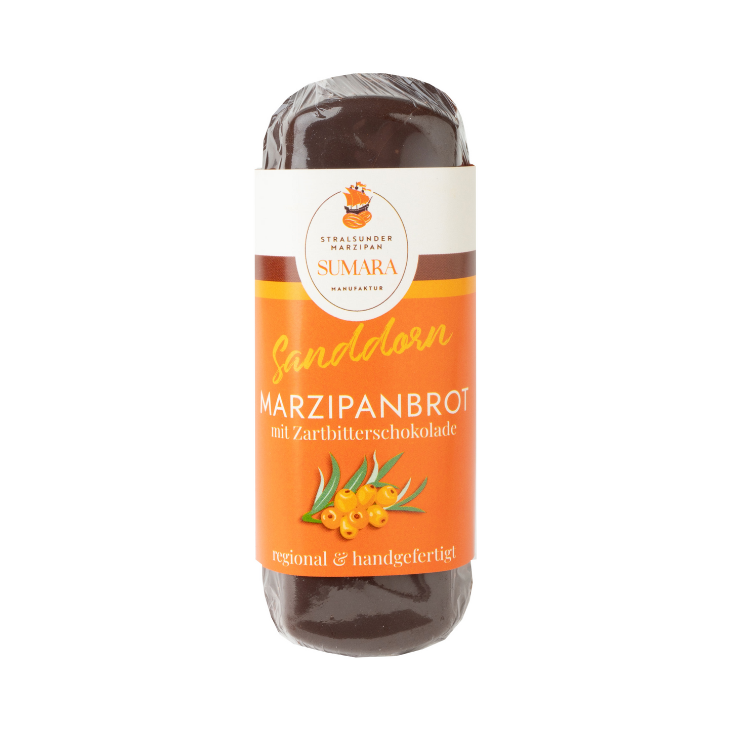 Stralsunder Marzipanhaus Sanddorn-Brot Zartbitter 60g