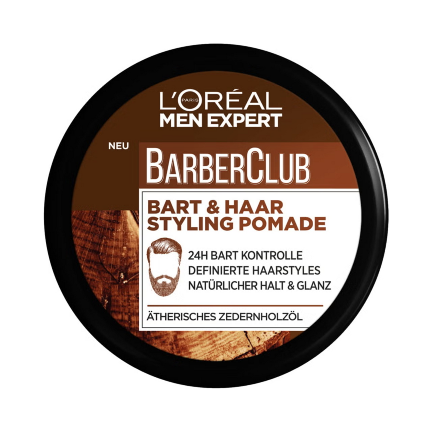 Loreal Men Expert Barber Club Bart und Haar Styling Pomade mit ätherischem Zedernholzöl 75ml