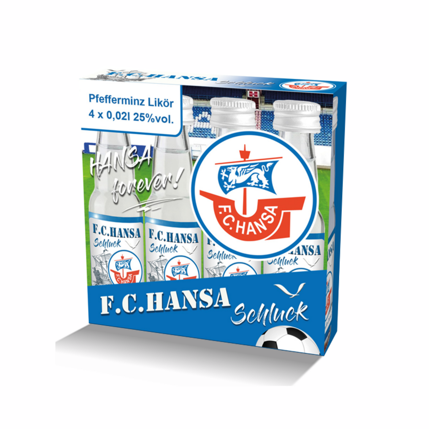FC Hansa Schluck Pfefferminzlikör 25% 4x0,02l