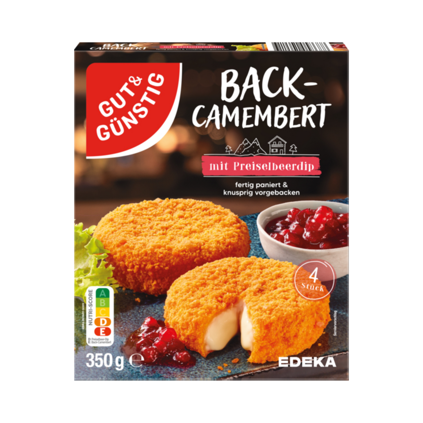 GUT&GÜNSTIG Back-Camembert 45% mit Preiselbeer-Dip 350g VLOG