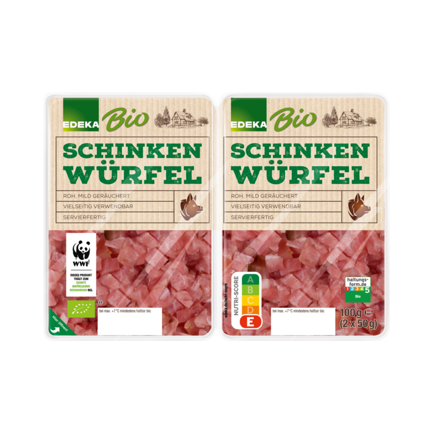 Bio EDEKA Schinkenwürfel roh, mild geräuchert 2x50g