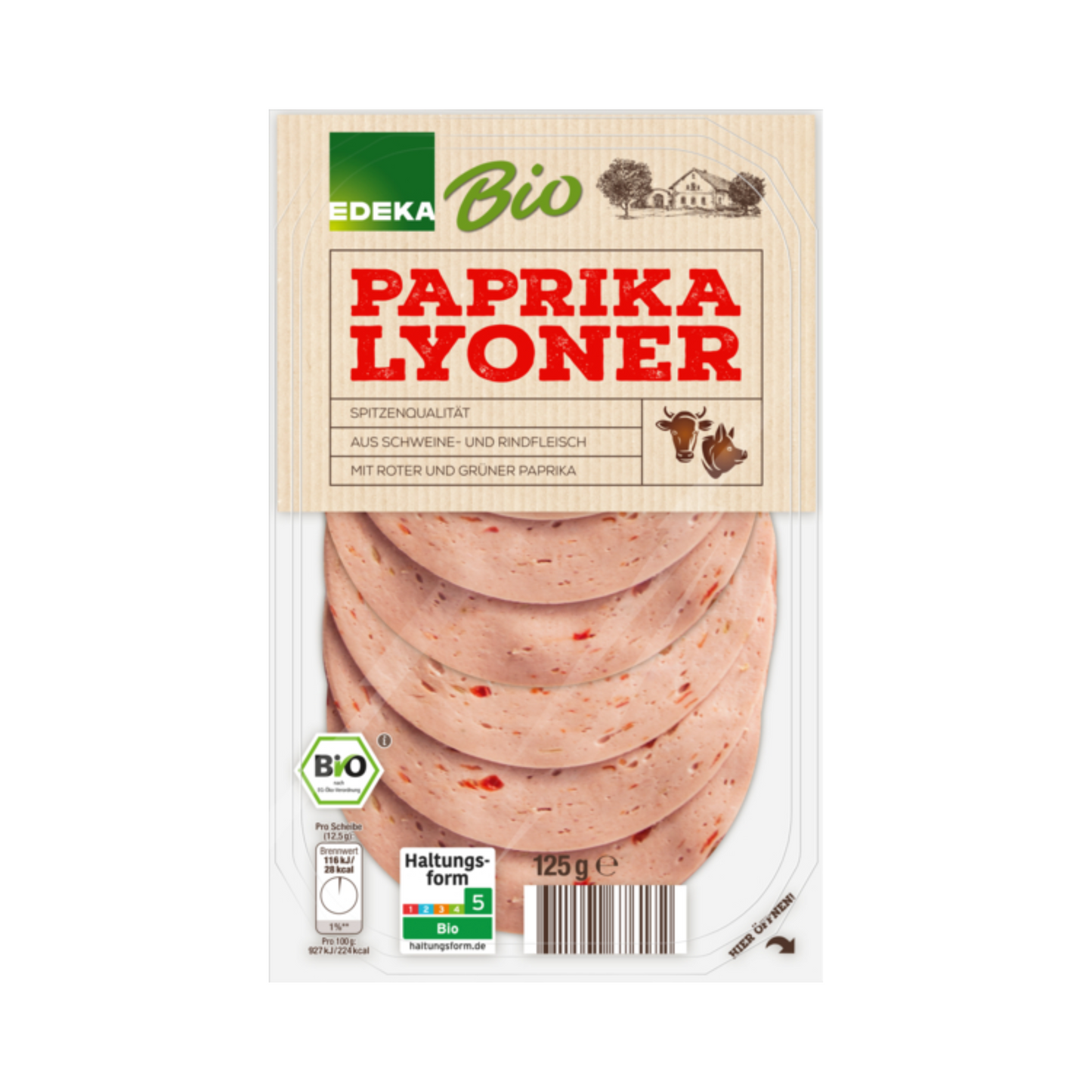 Bio EDEKA Lyoner mit Paprika 125g