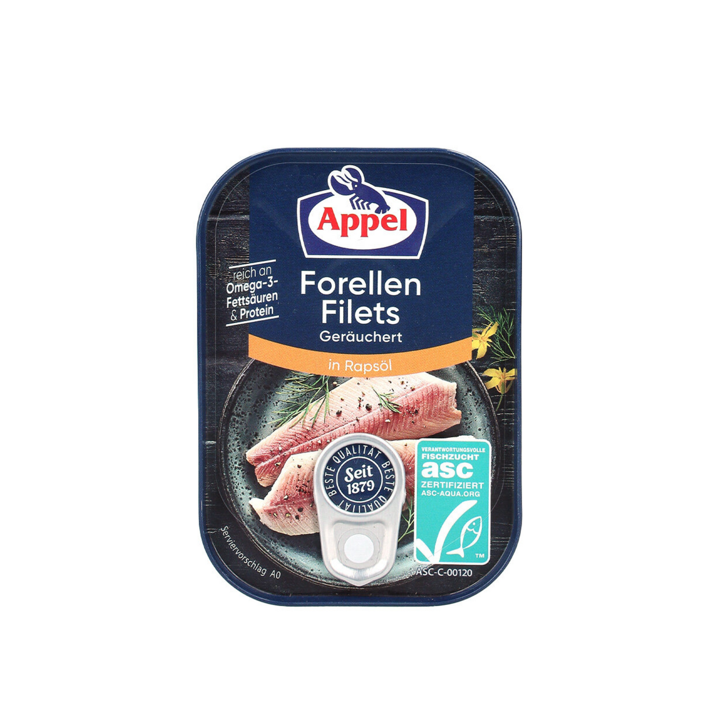 ASC Appel Geräucherte Forellen-Filets in Rapsöl 110g