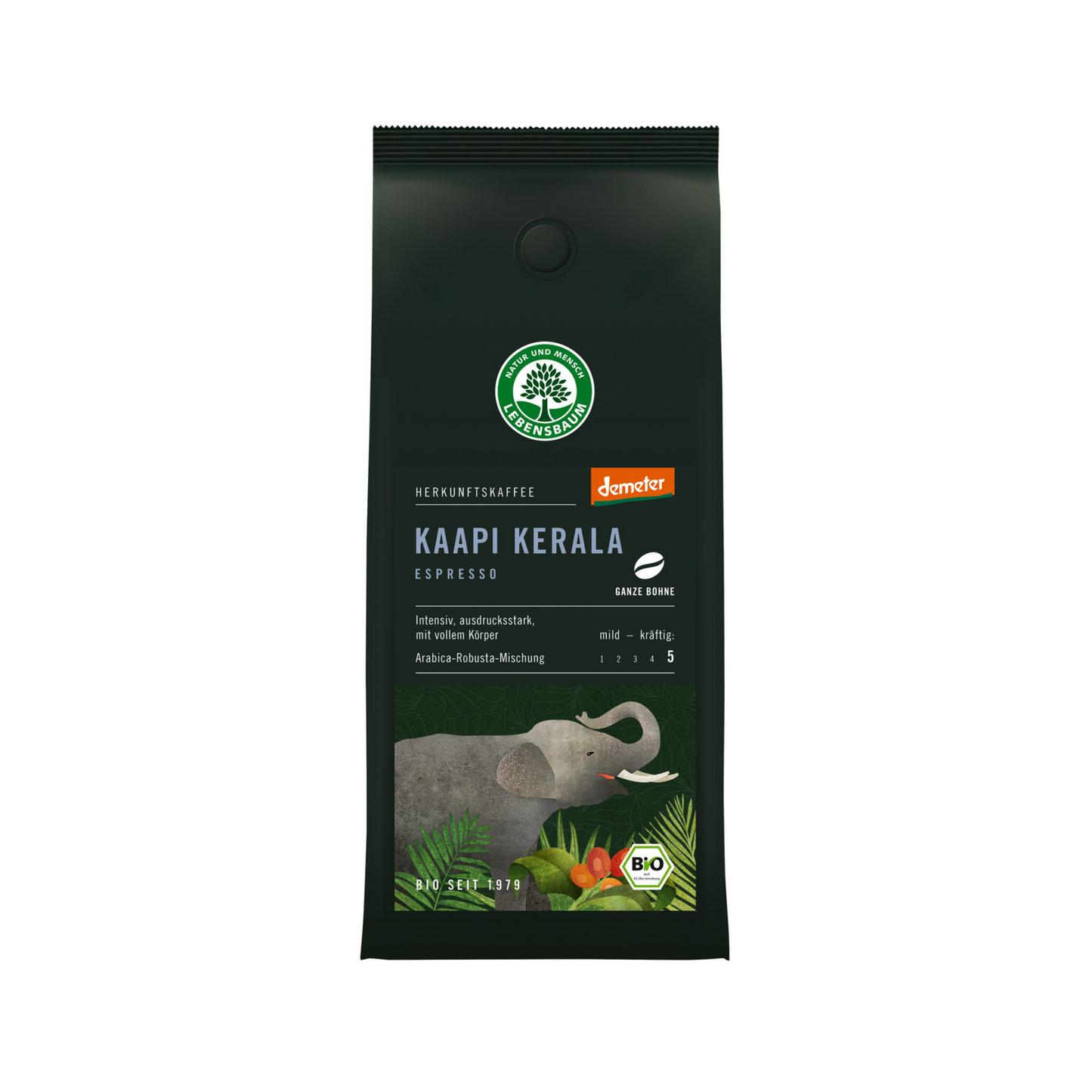 Demeter Lebensbaum Espresso Indien Kaapi Kerala Bohne 250g