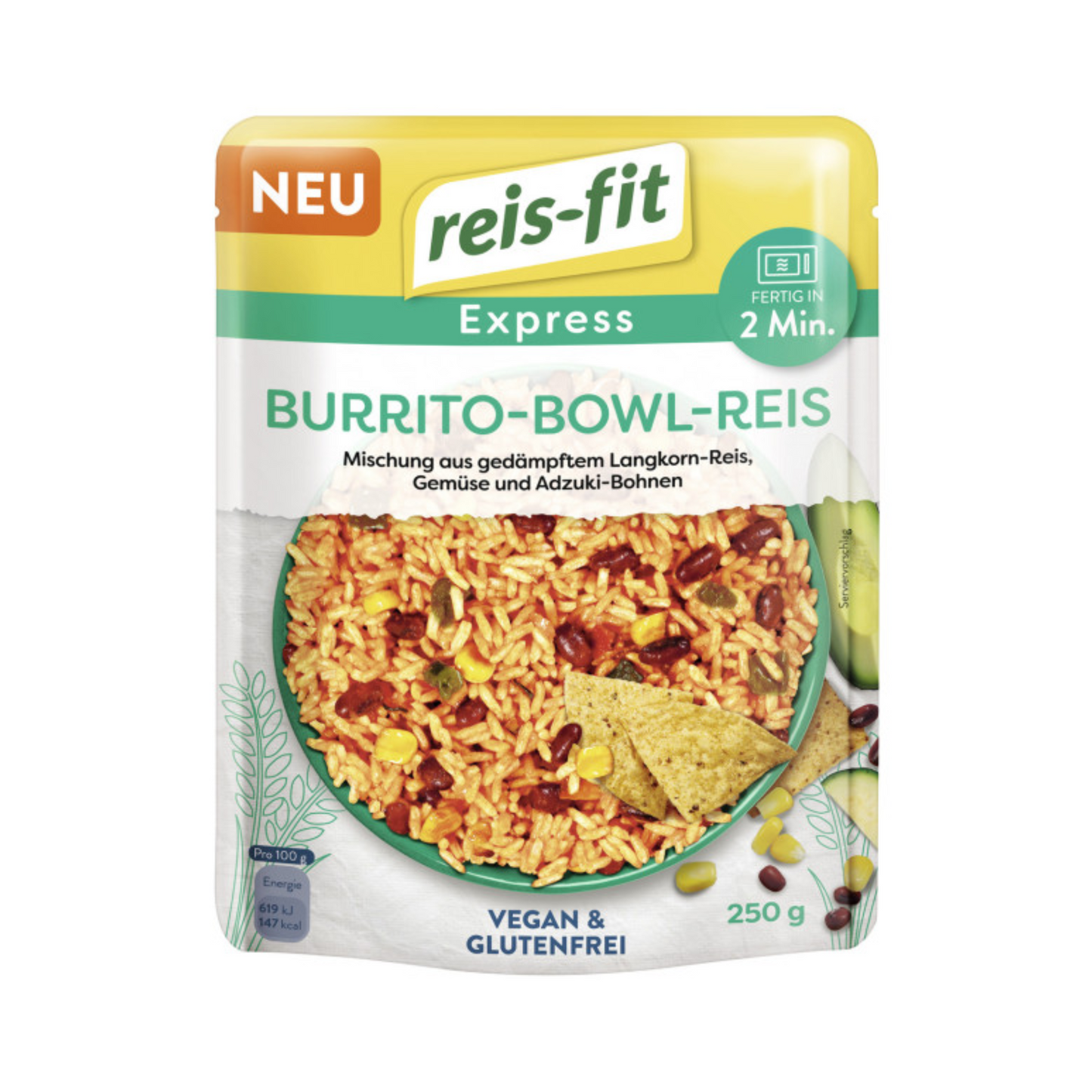 Reis-fit Express Burrito-Bowl-Reis mit Gemüse und Adzuki-Bohnen 250g