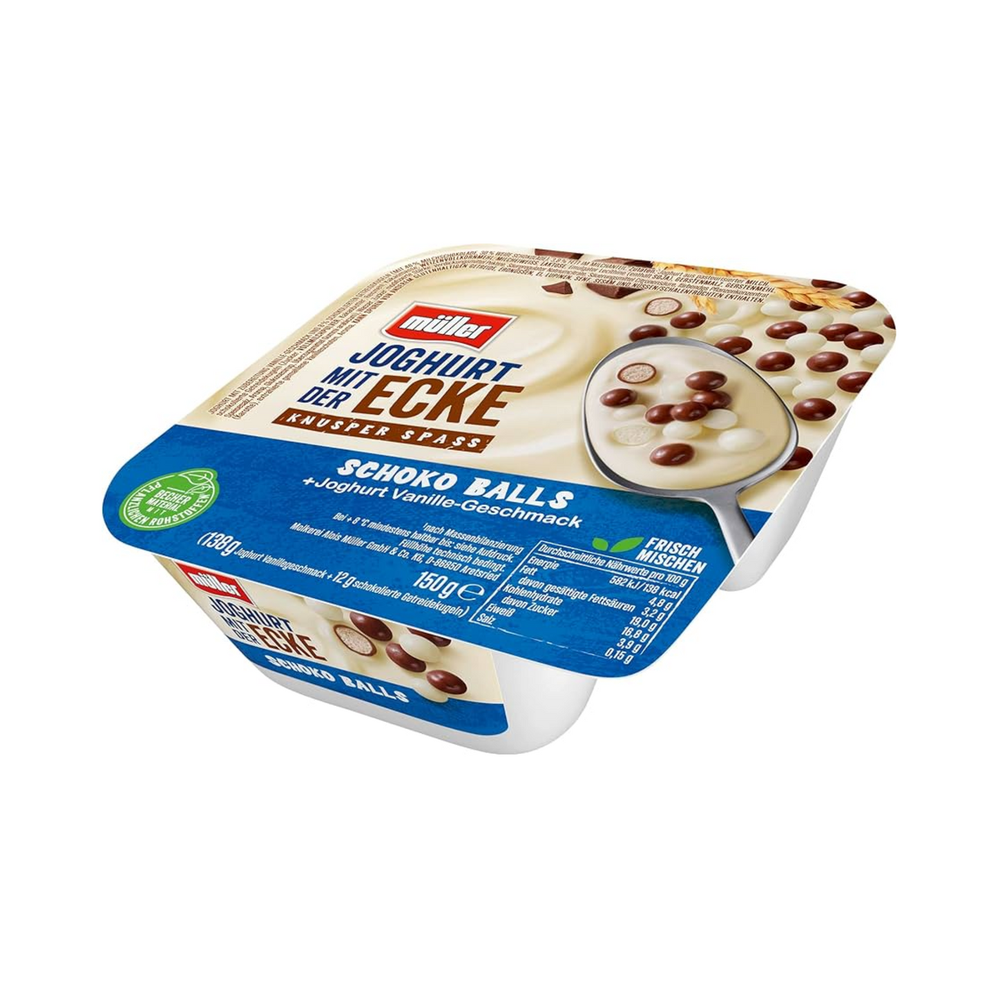 Müller Joghurt mit der Ecke Schoko Balls Vanille 150g