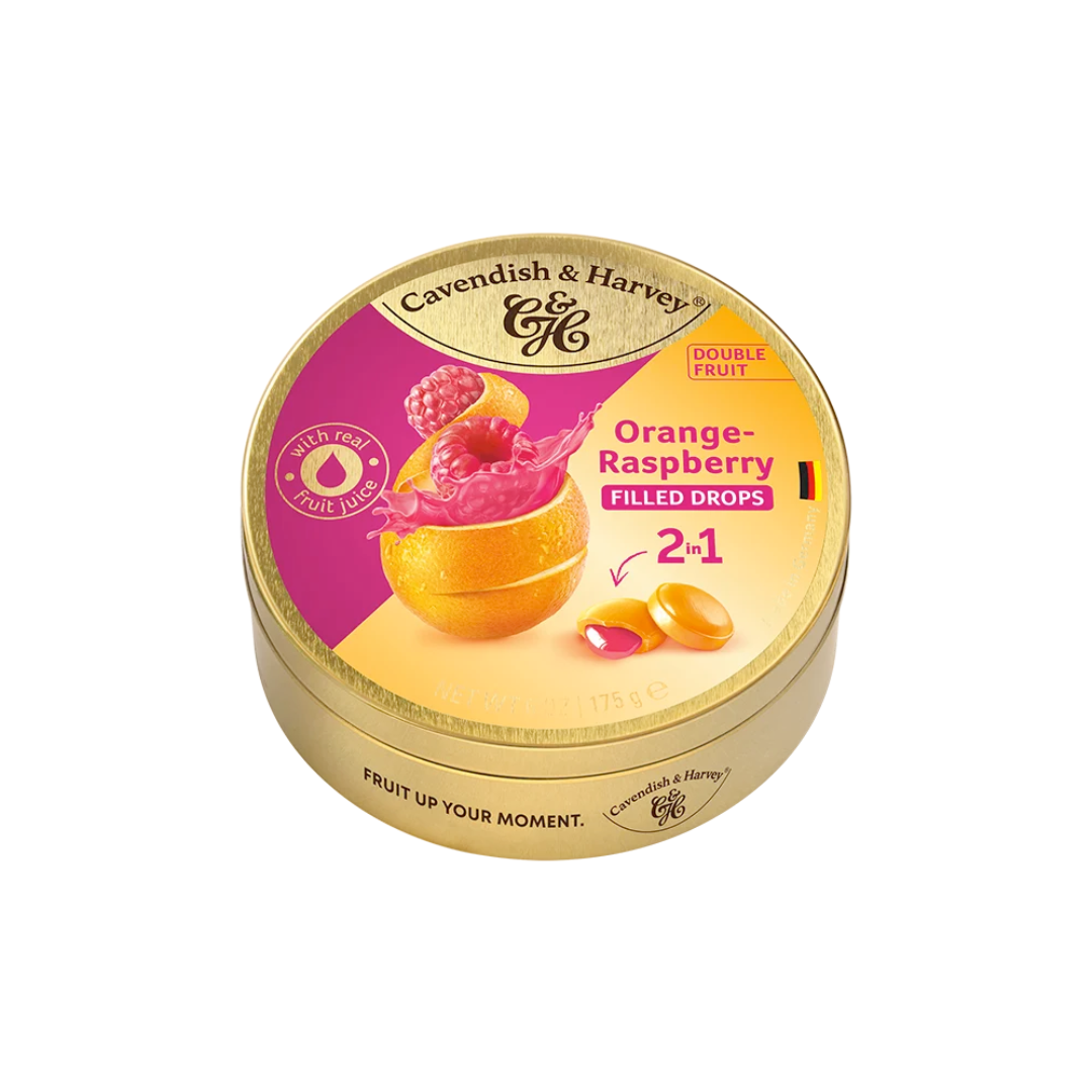 Cavendish&Harvey Double Fruit Drops Orange with Raspberry 175g