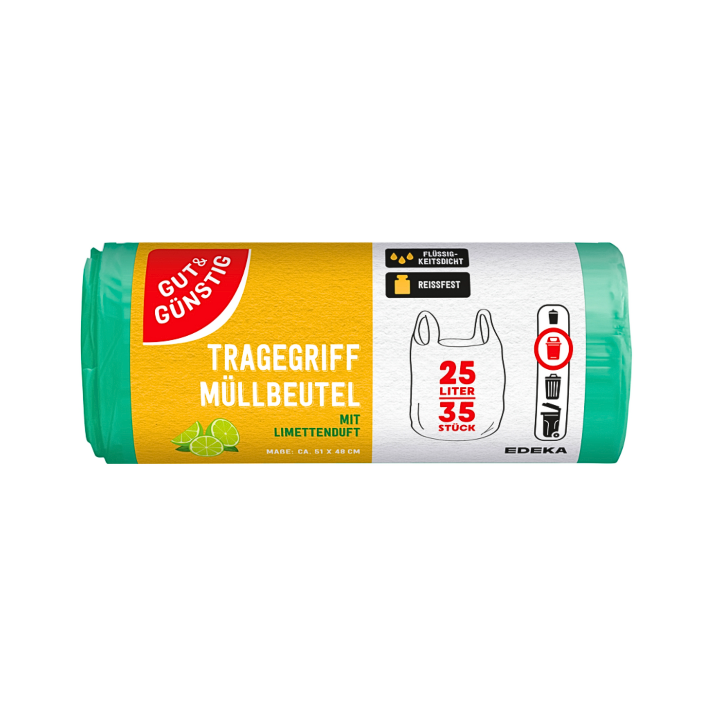 GUT&GÜNSTIG Duft-Müllbeutel mit Tragegriff Limette 25l 35ST